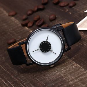 Par Casual Quartz Watches Leather Band Strap Watch Analog Wrist Watch for Women Men Sleek Creative Digital Dial Clock Relogio