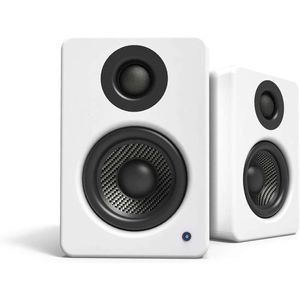 Alto-falantes de mesa para jogos de PC YU2MW |3 drivers compostos |Tweeter de cúpula de seda 3/4 |Amplificador Classe D |100 Watts |DAC USB integrado |Saída do Subwoofer |Par |Branco fosco