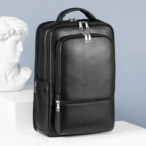 Zaino in pelle di mucca naturale da uomo in vera pelle per ragazzi Shool Borsa da viaggio per adolescenti di alta qualità Grande notebook impermeabile