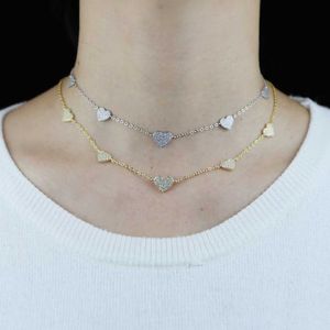 Pendanthalsband 2024 Summer New Fashion Women Multi CZ Paved Heart Multi-Layer Clavicle Neck Chain Halsband Hjärtformad hänge bröllop smycken Q240402