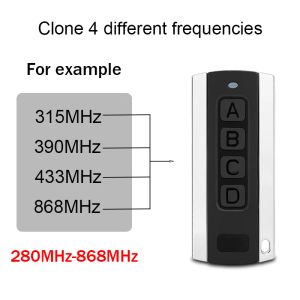 4 em 1 Multifrequência Porta de garagem Controle remoto 280MHz-868MHz Código de clone de clone de clone de clone de clone de portão elétrico abridor de mão de mão