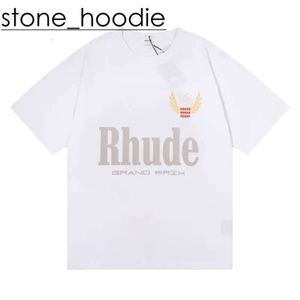 Rhude Hip Hop Streetwear Famoso designer T-shirt da uomo Moda Rhude Camicia Manica corta di alta qualità Grafica stampata Abbigliamento Quick Dry Rhude Camicia Polo 9014