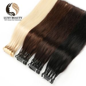 Extensões de cabelo 6d para salão de beleza, faça você mesmo, geração 6d2, 100% extensões de cabelo humano, micro contas, loiro 60 #1g/fio, cabelo remy virgem