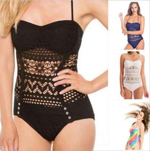 2018 szydełkowy strój kąpielowy czarny bikini monokini bandaż stroje kąpielowe kostium kąpielowy push up