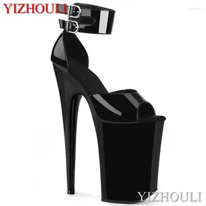 Dansskor Summer 9 Inch Ultra High Heel Model Black Slim Strap Buckle 23 cm Sexig Scen Show Bankett nattklubb