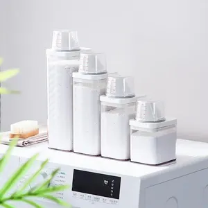 Bottiglie di stoccaggio Serbatoio per polvere per bucato Dispenser di sapone di grande capacità Sigillatura di detersivo in plastica con misurino