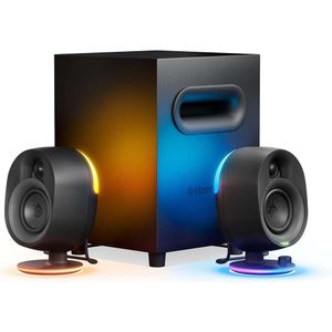 Immerse Yourself in Sound: 7 RGB Illuminated 2.1 Gaming Speakers with Powerful Bass Subwoofer and Bluetooth Connectivity for PC, PlayStation, and Mobile Gaming