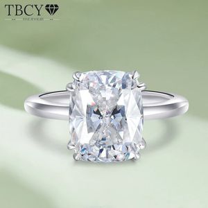 TBCYD 4CT Cushion Cut Ring für Frauen 925 Sterling Silber, Verlobung, Hochzeit Band Solitaire Pass Diamond Test GRA 240402