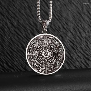 Anhänger Halsketten Sternzeichen Edelstahl Rune Amulett Halskette Für Männer Und Frauen Mode Punk Hip Hop Rock Glück Schmuck