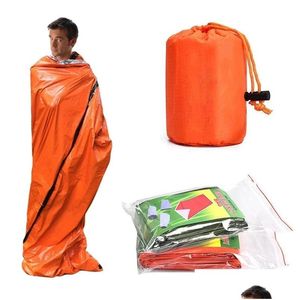 Ferramentas manuais Sobrevivência Ao Ar Livre Bivy Emergência Slee Bag Cam Cobertor Térmico Mylar Engrenagem À Prova D 'Água Compacto À Prova de Vento Drop Delivery Sports O Otnzc