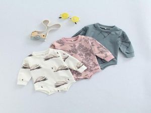 Jumpsuits Toddler Babys Boys Girls Autumn Casual Long Sleeve Romper Fashion Printing Round Neck Triangle4887264