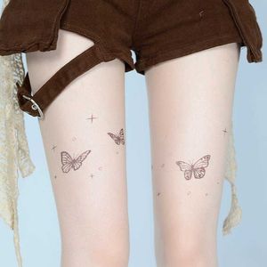 Famoso BrandNew Girl Spicy Girl Skin Tone Wine Red Butterfly Meias de seda finas Lolita Tattoo Subcultura Tattoo Print Pink Pink