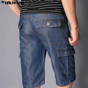 Mäns jeans sommar nya herr jeans denim shorts bomullsvaror shorts 1 ficka lös ficka bred ben Bermuda strand shortsl2404