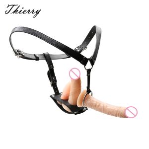 Brinquedos Thierry Lesbian Single Anal Plug Double Dildos Strap On, Harness Posição Adujstable, realista Strapon Sex Toys para Mulheres Melhor qualidade