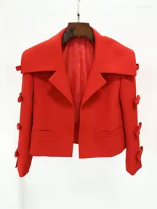 جاكيتات نسائية عالية الشارع EST 2024 S/S Designer Jacket Hollow Out Bow Broped Blazer