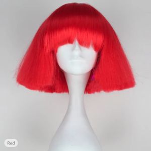 かつらヘアジョイレディーガガコスプレウィグストレートボブショートダークブラウンシルバーグレーダークブロンドピンクグリーンブロンドブラックブラック合成ヘアウィッグ