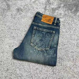 Męski projektant dżinsów haftowane drukowane dżinsy wiosenne wiosenne trend Slim Pants Fashion P9QS 11S4