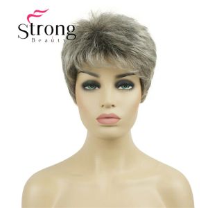 Wigs Strongbeauty Short Syntheic Hair parrucca bionda con parrucche piene d'argento per donne donne