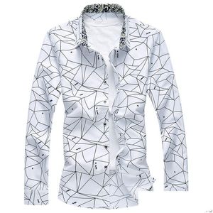 Mens Casual Shirts New Designer Plus Size 7xl Spring Men Shirt Högkvalitativ klassisk formell geometrisk rutig långärmad klänning Drop Deli Dhen6