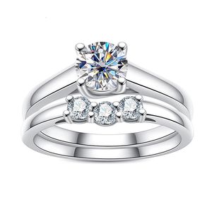 Lesf 1 S okrągła diamentowa obrączka dla kobiet prezent zaręczynowy modna biżuteria 240402