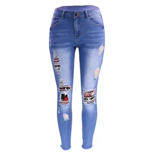 Calça jeans feminina cintura alta stretch lápis