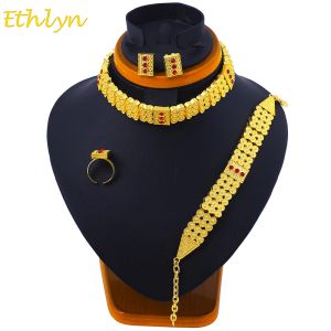 Set Ethlyn CHOKER SET ETHIOPIAN Eritrean tradizionali accessori per gioielli Oro Colore Gold Classic Bridal Wedding Sets S098