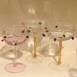 Champagne Coupe Colorful Goblet Glass Sparkling Gem Cocktail Champagne Glass Dessert Drinking Glasses Bar Vinglas 240320