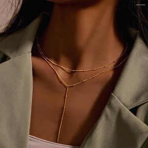 Pendants BOAKO 925 Sterling Silver Classic Double Layer Bead Chain Y-shaped Necklaces For Women Elegant Wedding Mother's Day Gift Colier