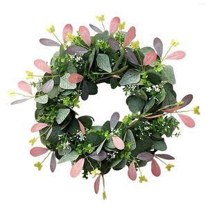 Decorative Flowers Green Leaf Wreath Garland Farmhouse Wreaths Ornament Handmade Silk Greenery For Porch Home Wedding Door