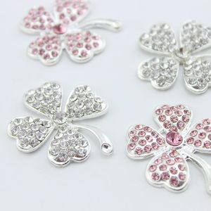 Silver Rhinestone Four-leaf Clover Flower Mobile Phone Beauty Sticker Diamond Hole Shoes Handmade Decorative diy Alloy Jewelry Accessories