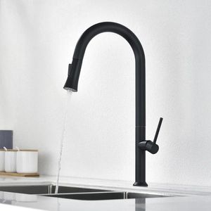 Kitchen Faucets Pull Out Faucet Round Elegant Thin Sink Water Mixer Tap With Modes Switch