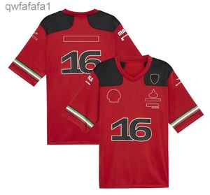 F1チームドライバーサッカーシャツTシャツフォーミュラレーシングレッドVネックサマーファンカジュアルスポーツジャージーユニセックスFMJM