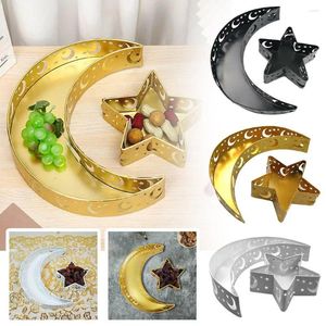 Statuette decorative Vassoio per piatti Ramadan Decorazione Eid Ospite per feste Porta Moom Candy Star Ornamento da tavolo Biscotto di frutta X7Y7