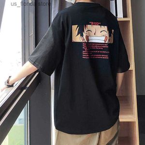 Erkek Tişörtler Erkek Tişörtler Serin Tişört Günlük Tek Parça T-Shirt Erkek Anime Yaz Top TS 2023 Yarım Slve Luffy Tshirt Strtwear Komik Erkek Gündelik TS G230309 Y240402