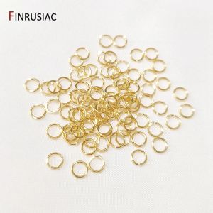 50-100 st/väska 18K Real Gold Plated Jump Rings Wholesale Split Ring Connectors för DIY Jewelry Making Accessories Supplies Sale