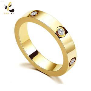 Älskar vänskap par ring 18k guld silver rose pläterad kubik zirkonia rostfritt stål promise ring bröllop band