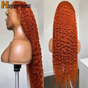 Bombshell tangerine 13*4 Synthetic Hair Front Lace Wig Glueless Heat Resistant Fiber Hair Natural Hairline Free Parting curly Korean high temperature fiber hair