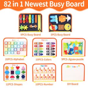 Tunjilool Montessori Parish Toys Busy Board Early Educational Toy per il bambino Felt Story Book 3D Match 3D Fese Color Match
