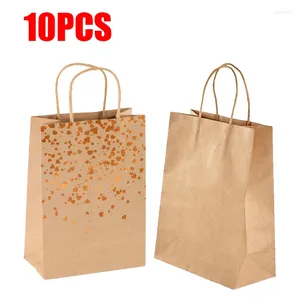 Gift Wrap 10PC Kraft Paper Bags Picnic Outdoors Food Takeway Wrapping Packaging Boxs Clothes Shoes Shopping Organizer Bag Present Box