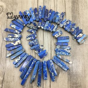 Бусины Mystic Blue Imperial Jaspers Stick Slice Beads, бусины-колонны из натурального императорского камня, фурнитура для ювелирных изделий своими руками с горячими шипами, MY1666