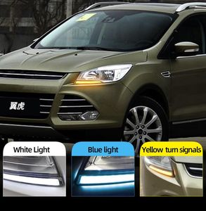 2st LED Dayime Running Light DRL Daylight for Ford Kuga Escape 2014 2015 2016 2017 med Yellow Turn Signal796656