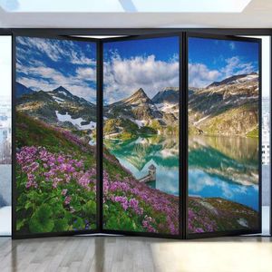 Window Stickers Privacy Decorative Windows Film Lake Scenery Pattern Glass Door Frosted Sun Blocking No Glue Static Cling Sticker