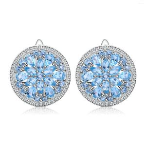 Stud Earrings GEM'S BALLET-Luxury Natural Swiss Blue Topaz Gemstone For Women 925 Sterling Silver Wedding Fine Jewelry