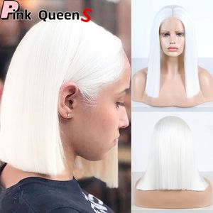 Hand Kn Otted Synthetic 13X4 High Temperature Hair Chemical Fiber Front Lace Hairpiece Headcover Bob Glueless Wig Short Windy Sier Wigs piece s