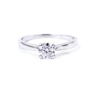 Tianyu gems 55mm solitaire prata anéis pedra redonda 18k banhado a ouro casamento banda clássico feminino geomstones presente 240402