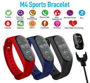 M4 Smart Band Smart Bluetooth Watch Tracker Tracker مقاوم للماء CalorieIncoming معدل ضربات القلب مع شحن Cable3572250