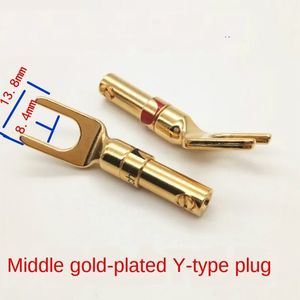 2024 Taiwan Middle Copper Gold Plated Plugs Horn Wire Y-Plug/U-Plug/Speaker Cable Rubber Joint for Taiwan Middle