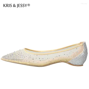 Casual Shoes Size 34-45 Sweet Mesh Air Bling Rhinestone Women Flats Real Leather Glitter Heels Wedding Party