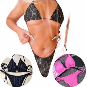 Lettere di costumi da bagno di lusso Diamd Crystal Bikini Designer Swimsuits Women Bra Set BASSAGGIO BASSAGGIO BASSAGGIO SUGGERIMENTO H8RM#