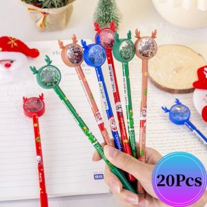 Pennor 20st/Lot Christmas Sequin Gel Pen Söta pennor grossistskolpennor för att skriva kawaii brevpapper gratis fraktgel blyertspennor